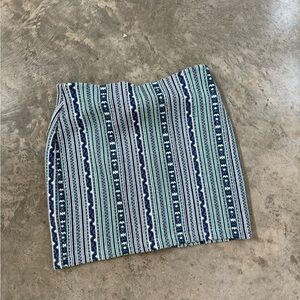Striped Blue and Green Women's Mini Skirt